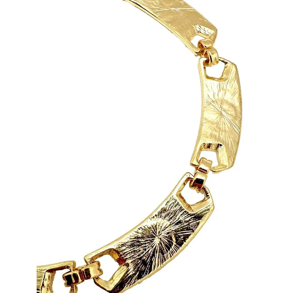 Vintage Marlyn Schiff Enamel Choker Necklace Ivory Gold Tone Statement Collar